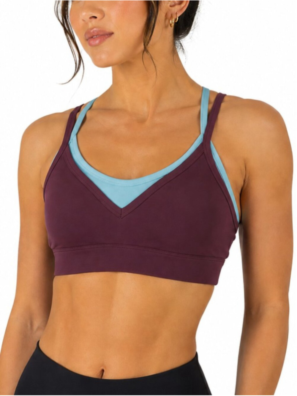 DARC SPORT Juliette Energy Double Sports Bra Purple Blue Medium Racerback Gym